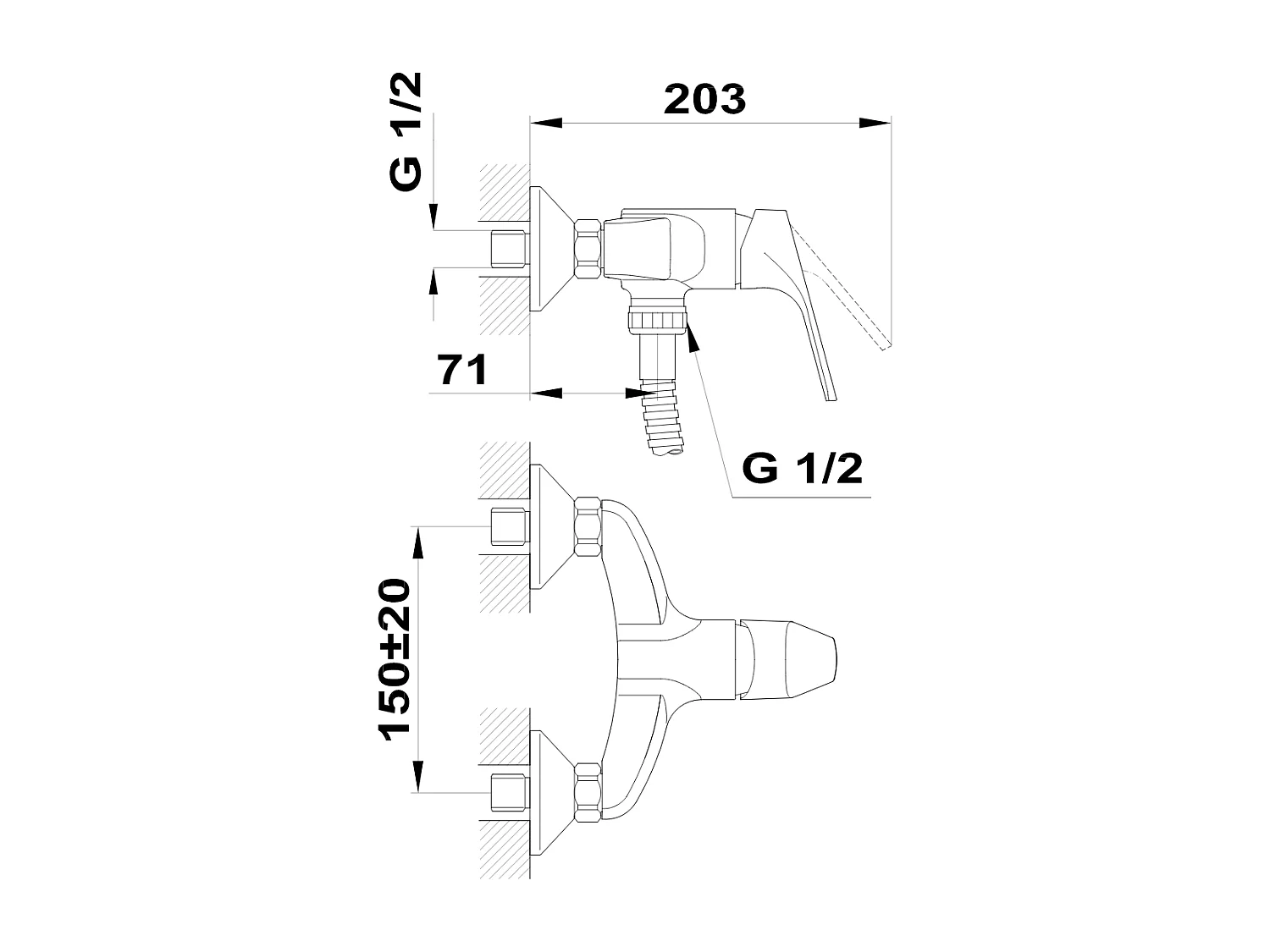 Largo torneira de duche cromada Essebagno