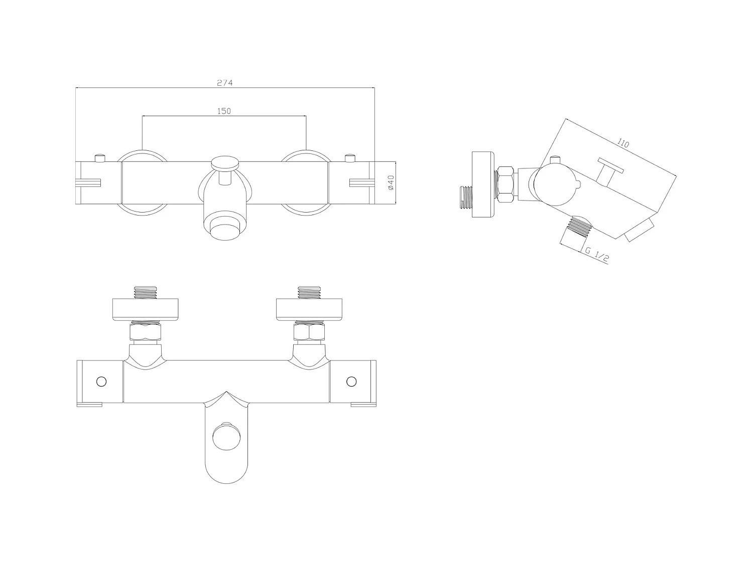Oneo Thermostat-Badewannenarmatur in Chrom Essebagno