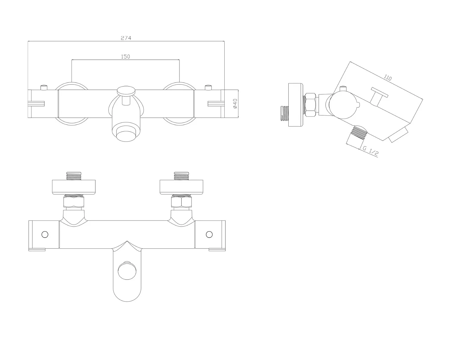 Oneo Thermostat-Badewannenarmatur in Chrom Essebagno