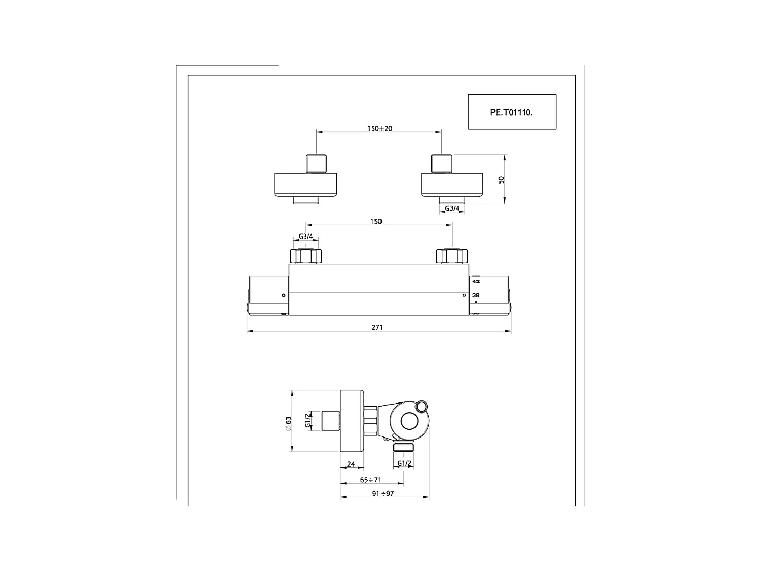 Prime Thermostat-Duschmischer verchromt Essebagno