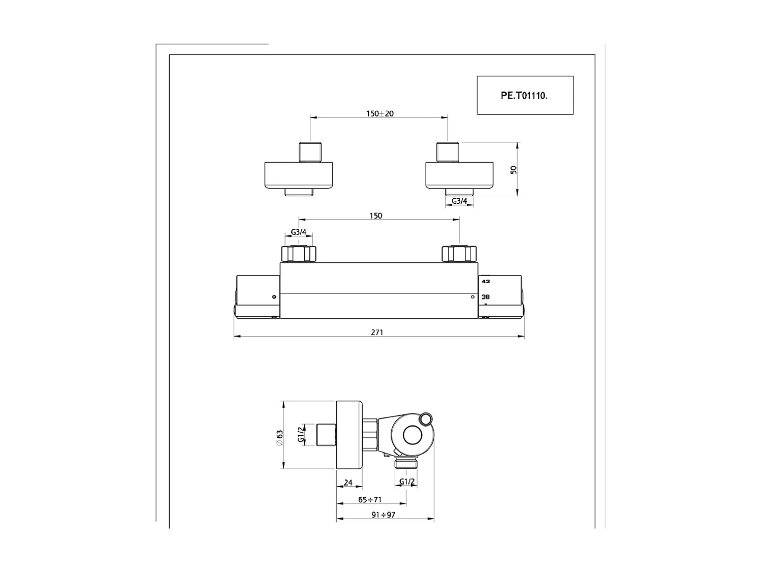 Prime miscelatore termostatico per doccia cromo Essebagno