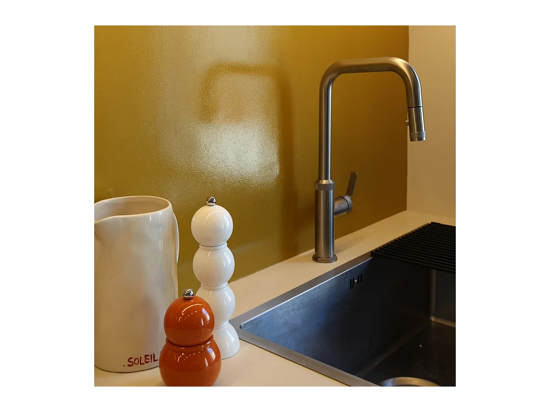 Molette mitigeur évier à douchette extractible façon inox - Essebagno