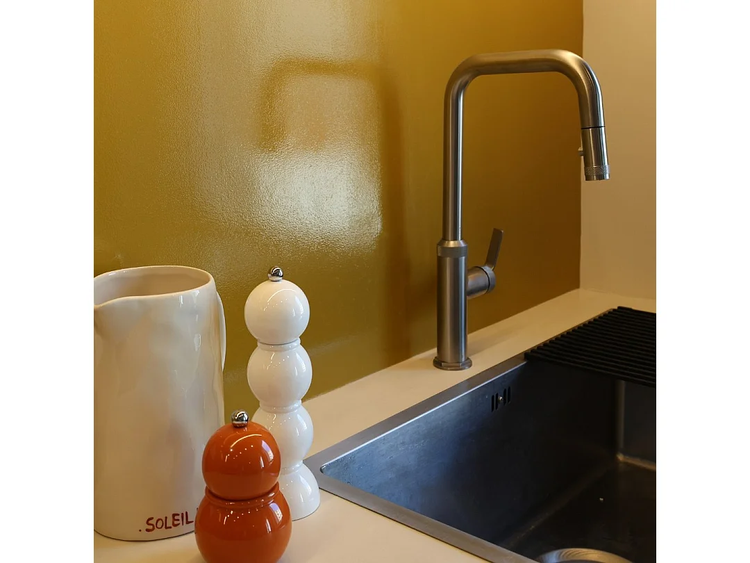 Molette Miscelatore per lavabo con doccetta estraibile in acciaio inox Essebagno