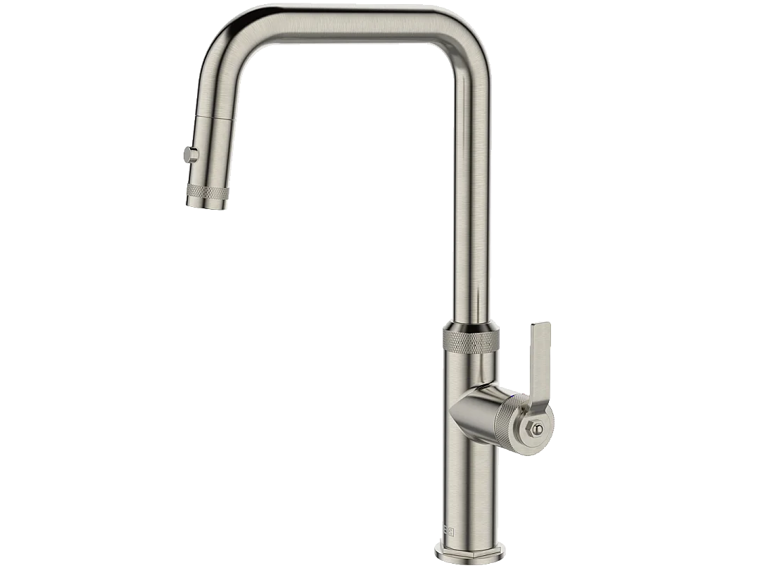 Molette mitigeur évier à douchette extractible façon inox - Essebagno