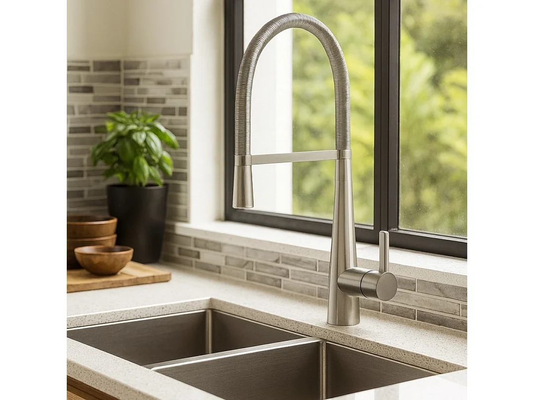 Player mitigeur évier à douchette mobile façon inox - Essebagno