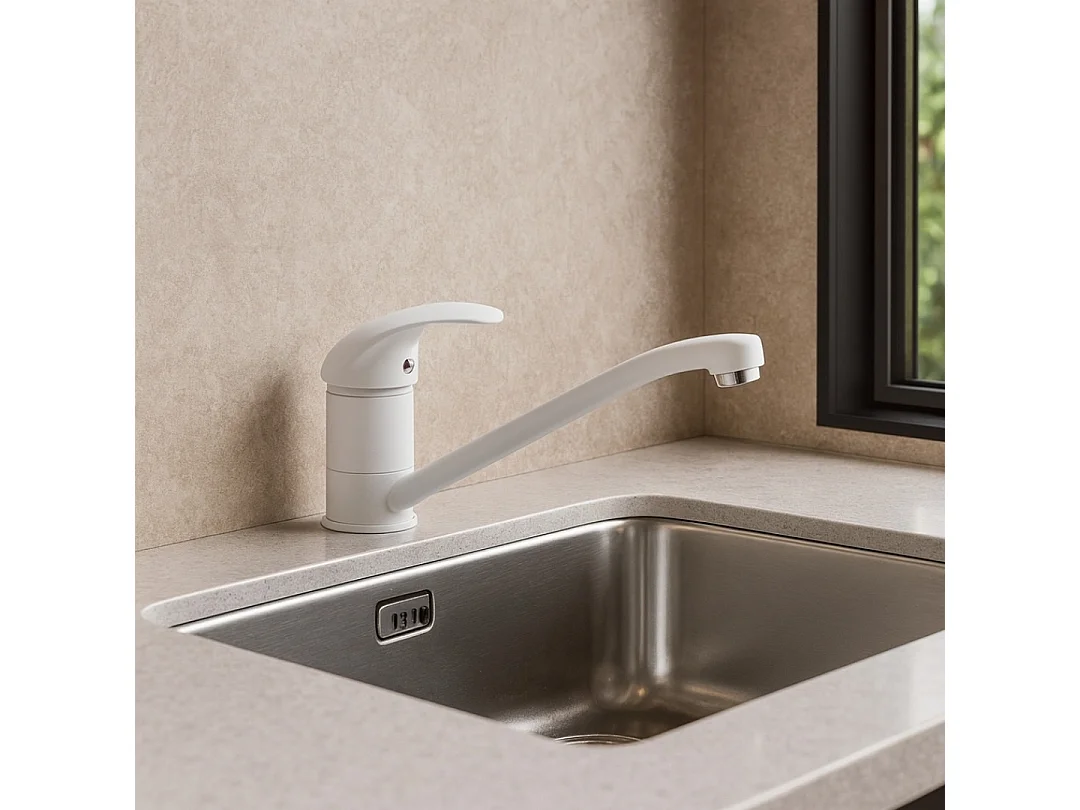 Théo mitigeur évier blanc mat - Essebagno