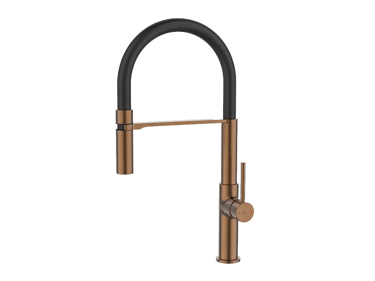 Magneto Spültischmischer mit beweglicher Handbrause Kupfer gebürstet Essebagno