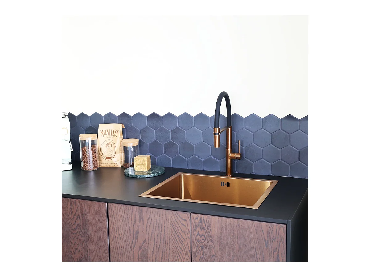 Magneto Spültischmischer mit beweglicher Handbrause Kupfer gebürstet Essebagno