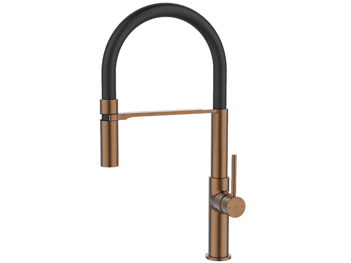 Magneto Spültischmischer mit beweglicher Handbrause Kupfer gebürstet Essebagno