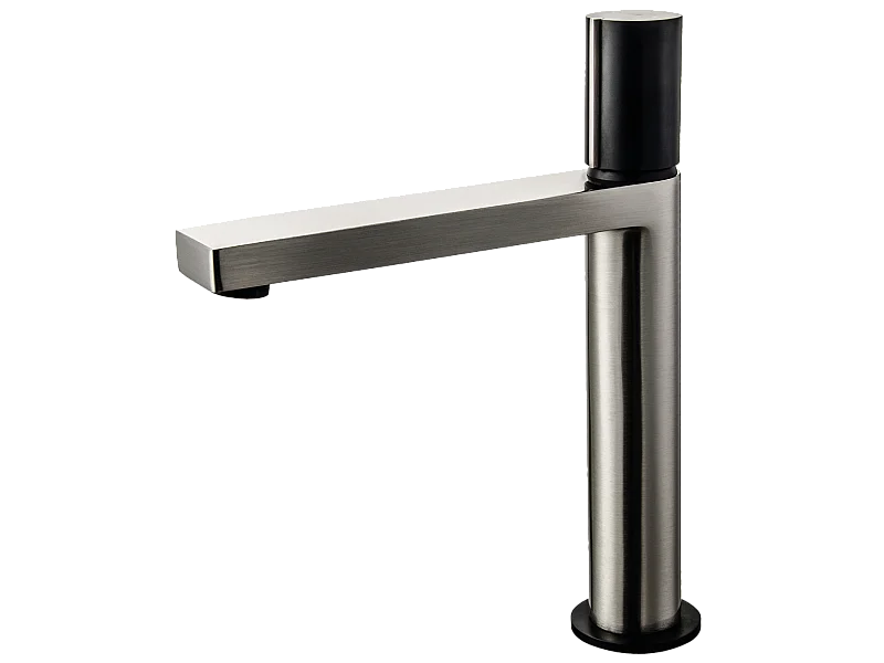 Exil hoher Waschtischmischer in Edelstahloptik und Schwarz Essebagno