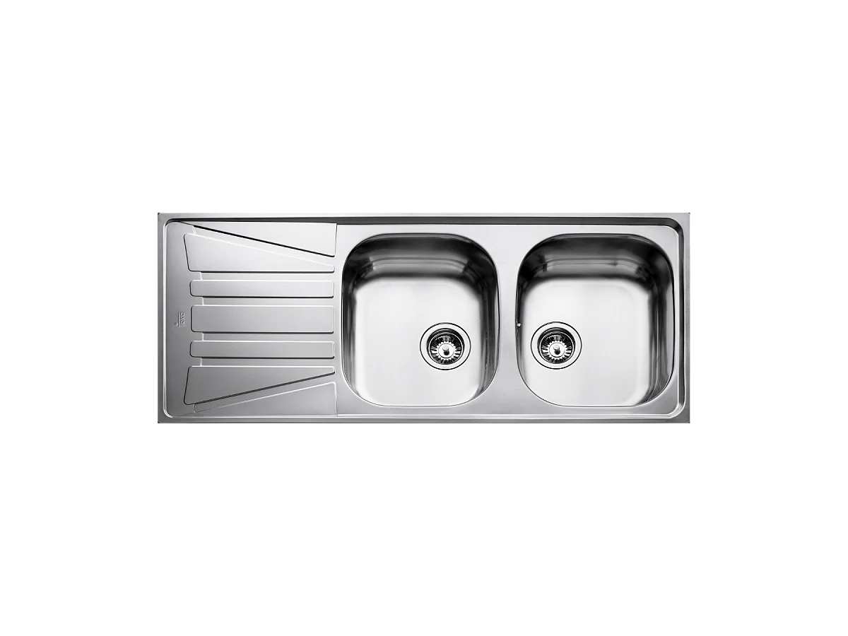 Basico Lava-louças 2 cubas 1 escorredor em aço inoxidável mate Teka
