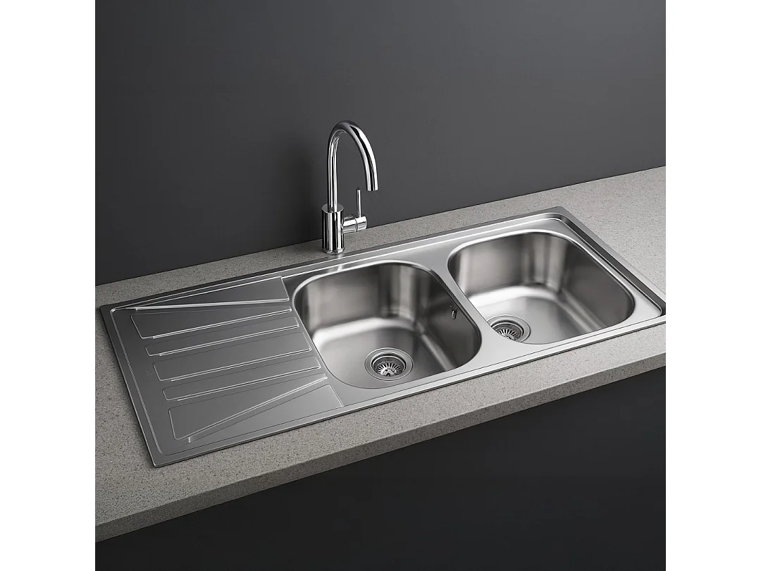 Basico 2 Becken 1 Abtropfbecken Spüle Edelstahl matt Teka