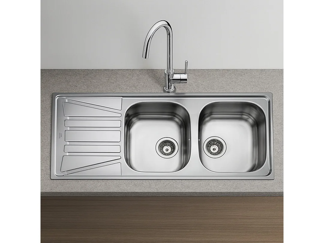 Basico 2 Becken 1 Abtropfbecken Spüle Edelstahl matt Teka