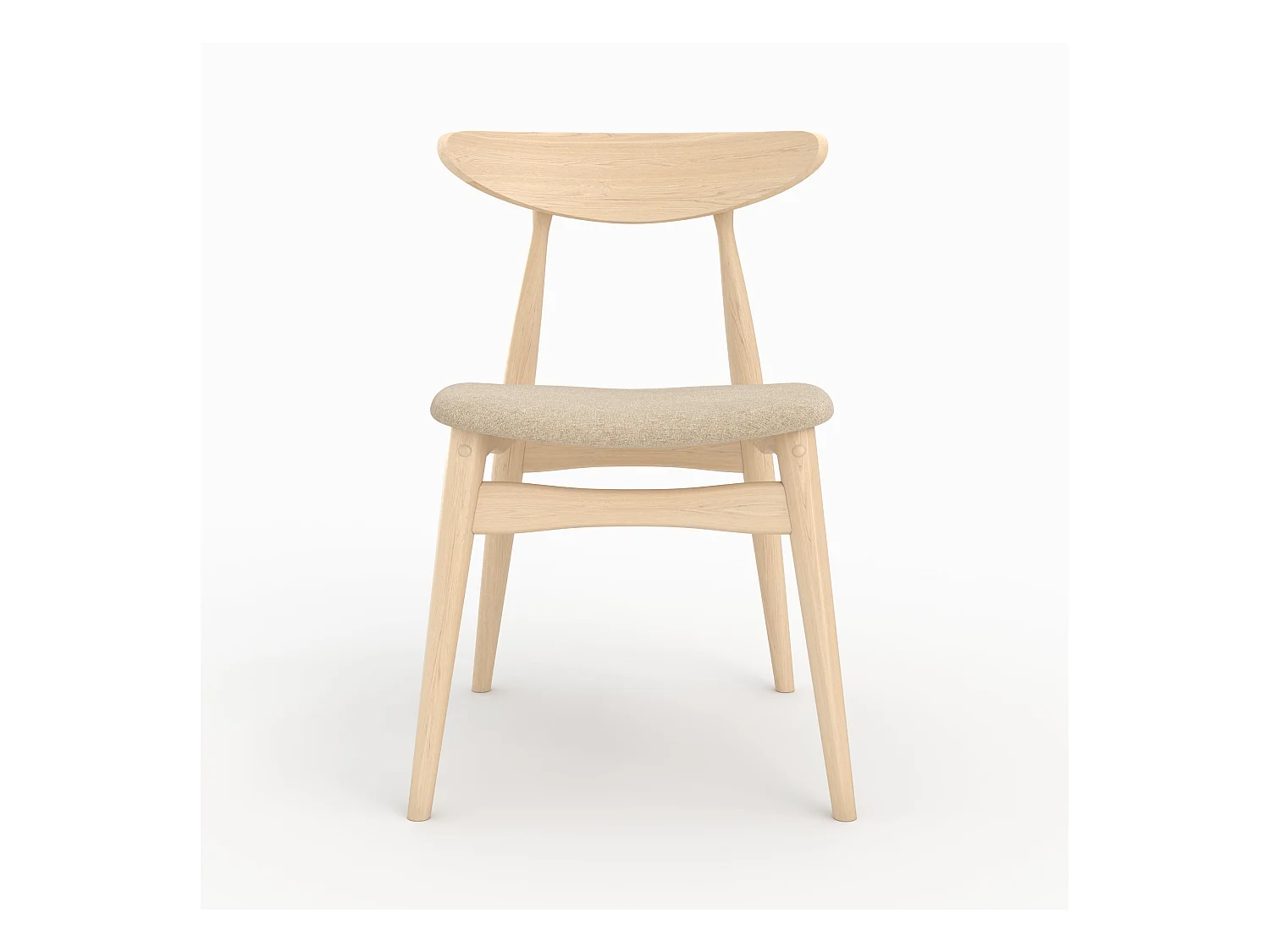 Set di 2 sedie in tessuto beige e legno di gomma - Josette