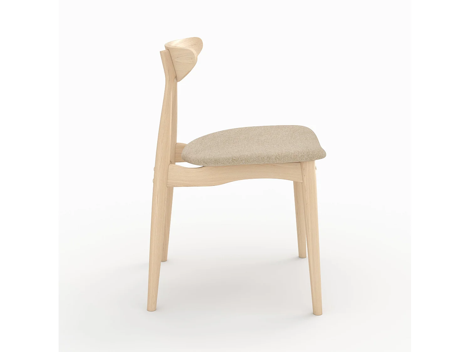 Lot de 2 chaises en tissu beige et bois d'hévéa - Josette