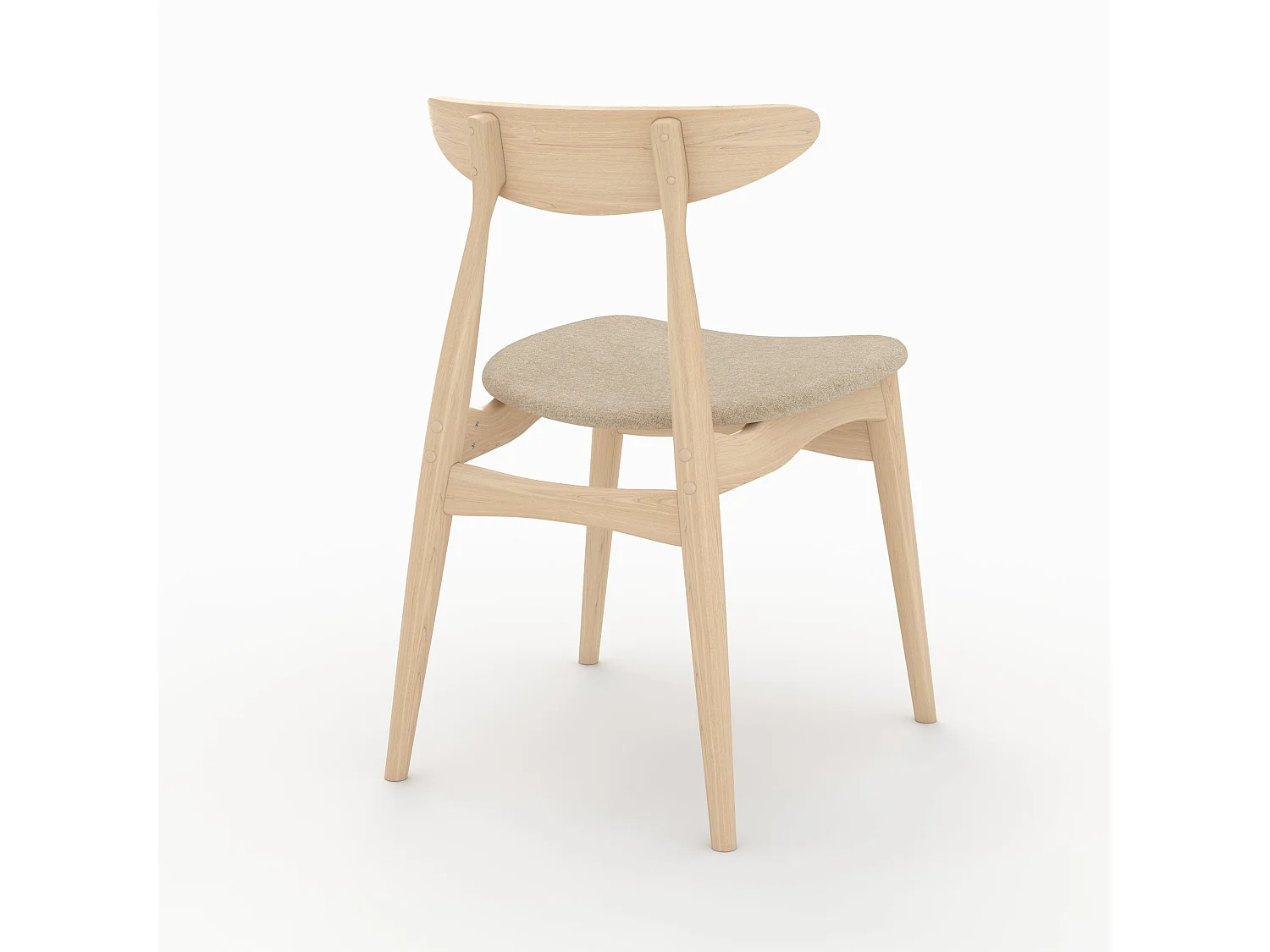 Lot de 2 chaises en tissu beige et bois d'hévéa - Josette