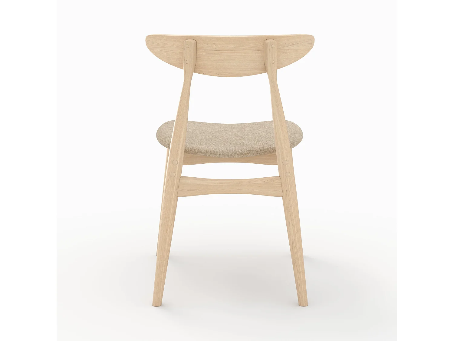 Lot de 2 chaises en tissu beige et bois d'hévéa - Josette