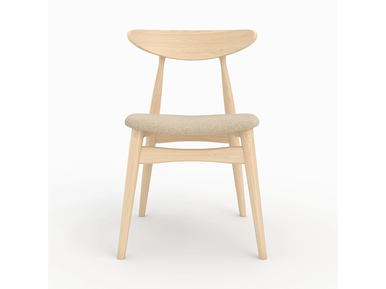 Lot de 2 chaises en tissu beige et bois d'hévéa - Josette