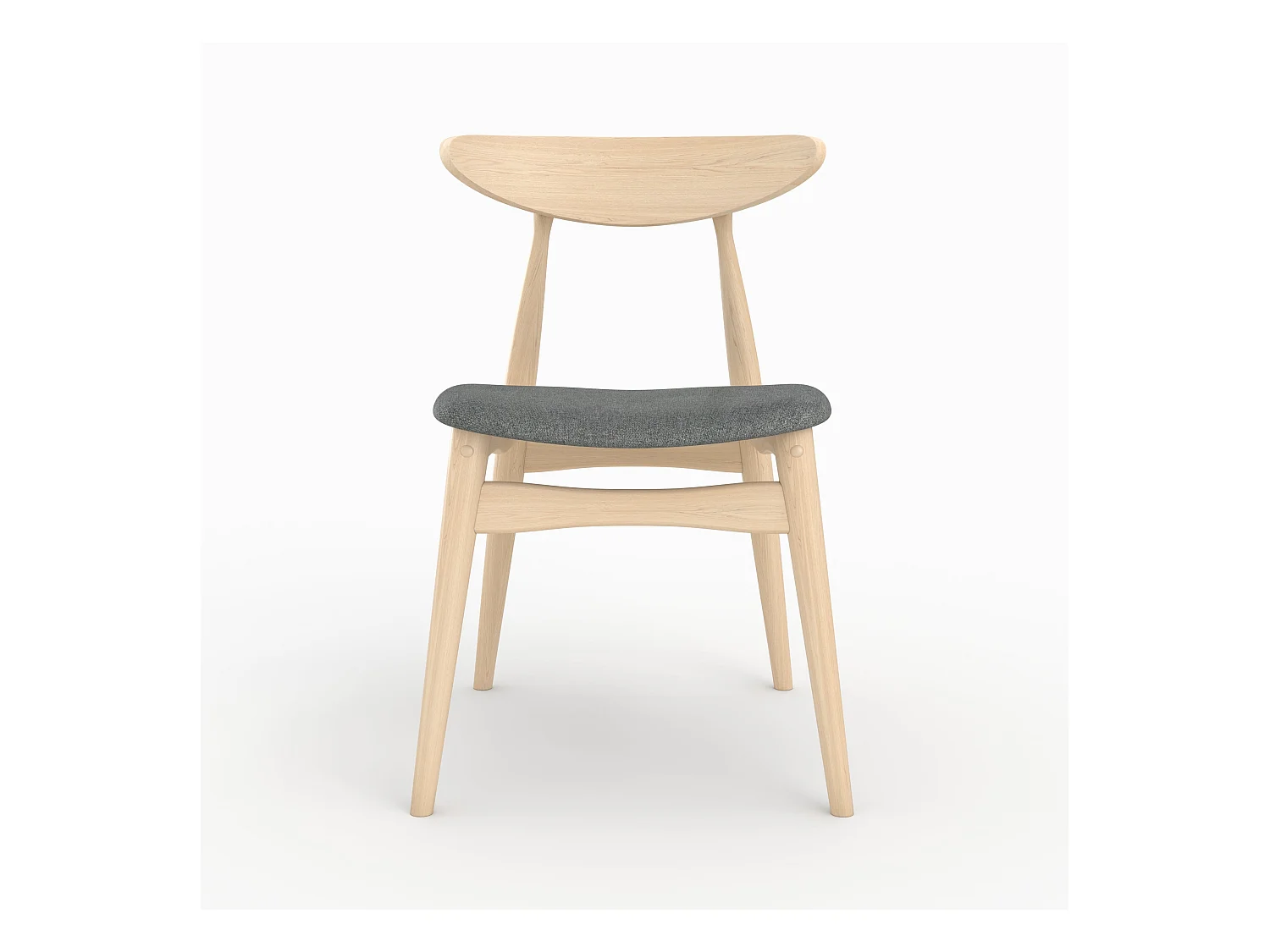 Set di 2 sedie in tessuto grigio e legno di gomma - Josette