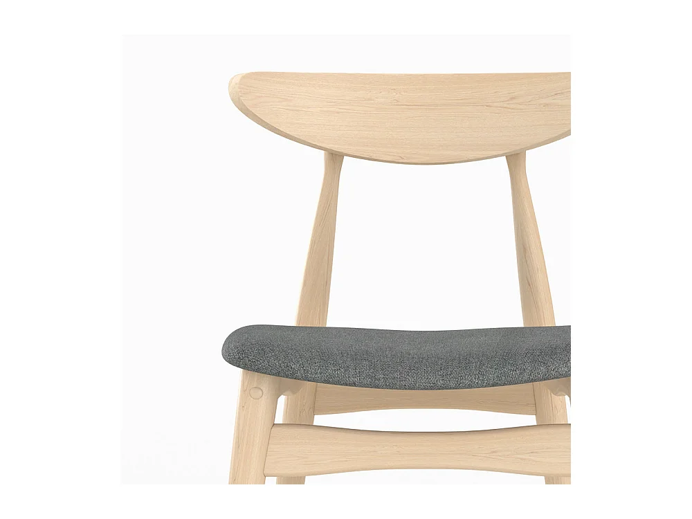 Set di 2 sedie in tessuto grigio e legno di gomma - Josette