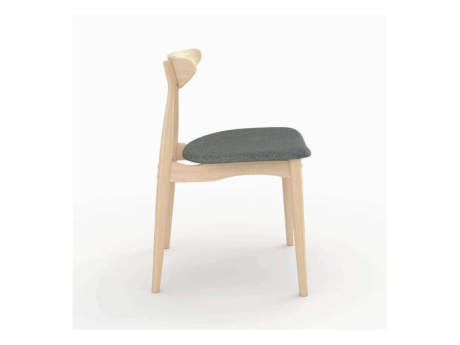 Set di 2 sedie in tessuto grigio e legno di gomma - Josette