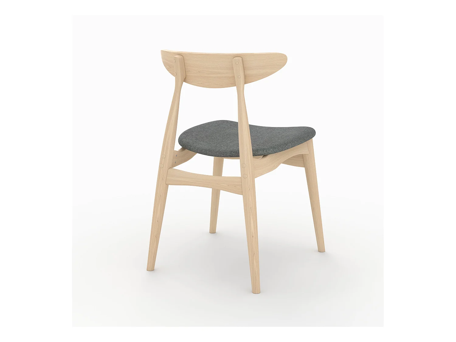 Set di 2 sedie in tessuto grigio e legno di gomma - Josette