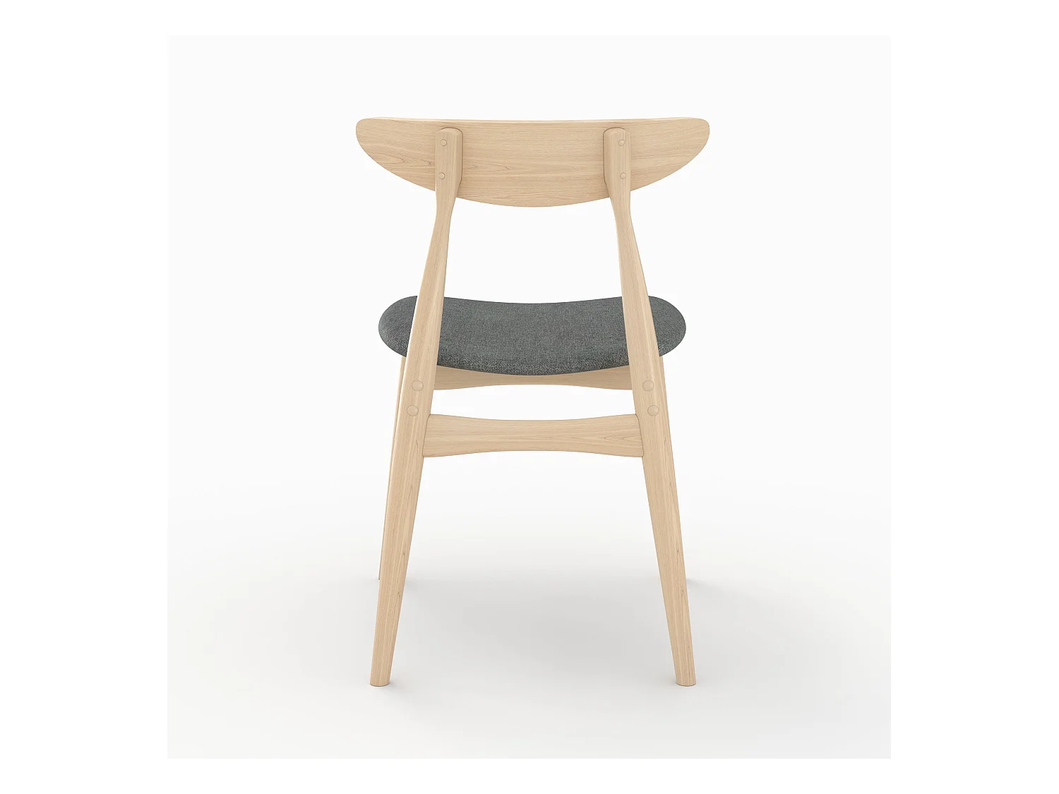 Set di 2 sedie in tessuto grigio e legno di gomma - Josette