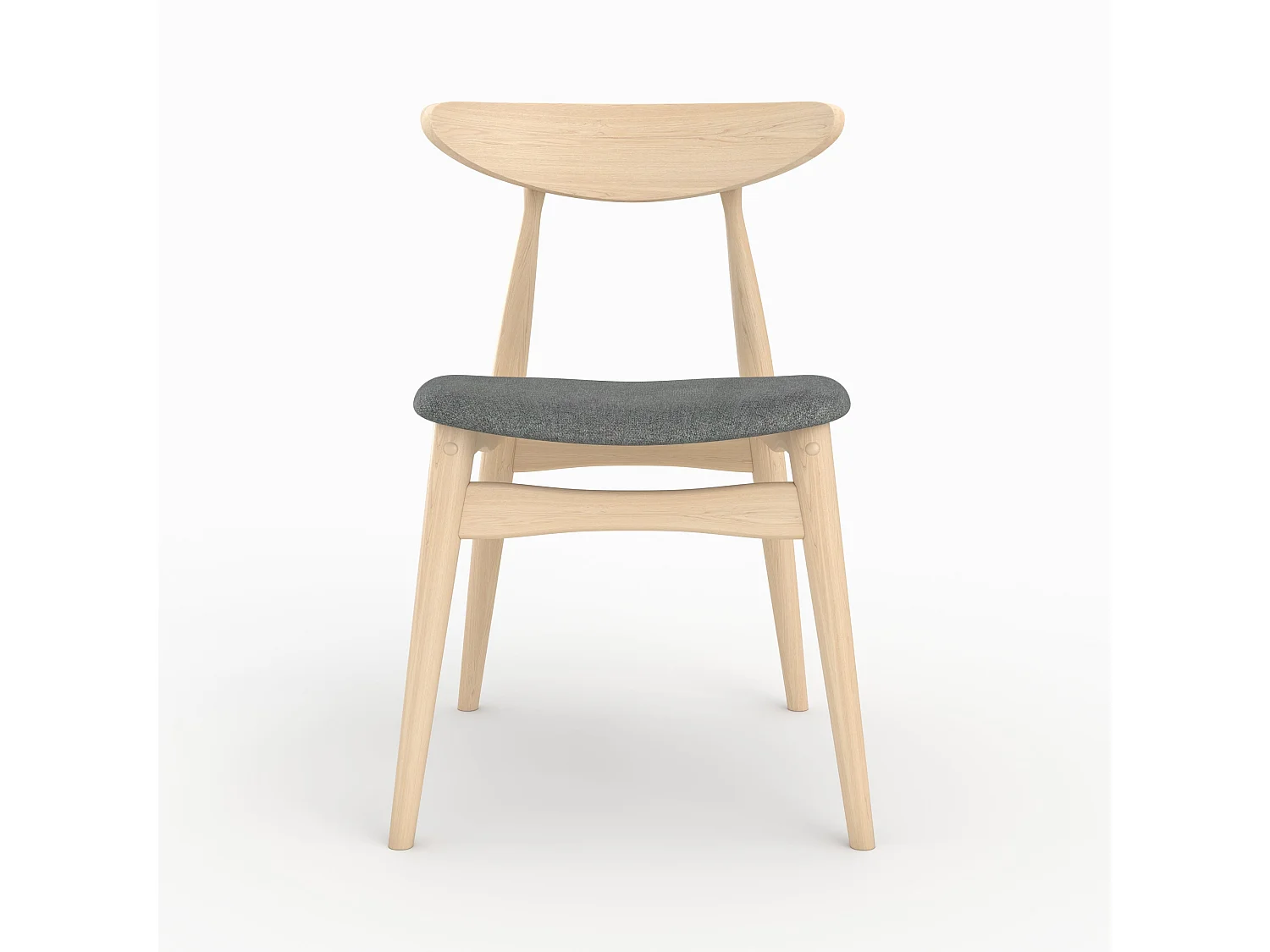 Lot de 2 chaises en tissu gris et bois d'hévéa - Josette