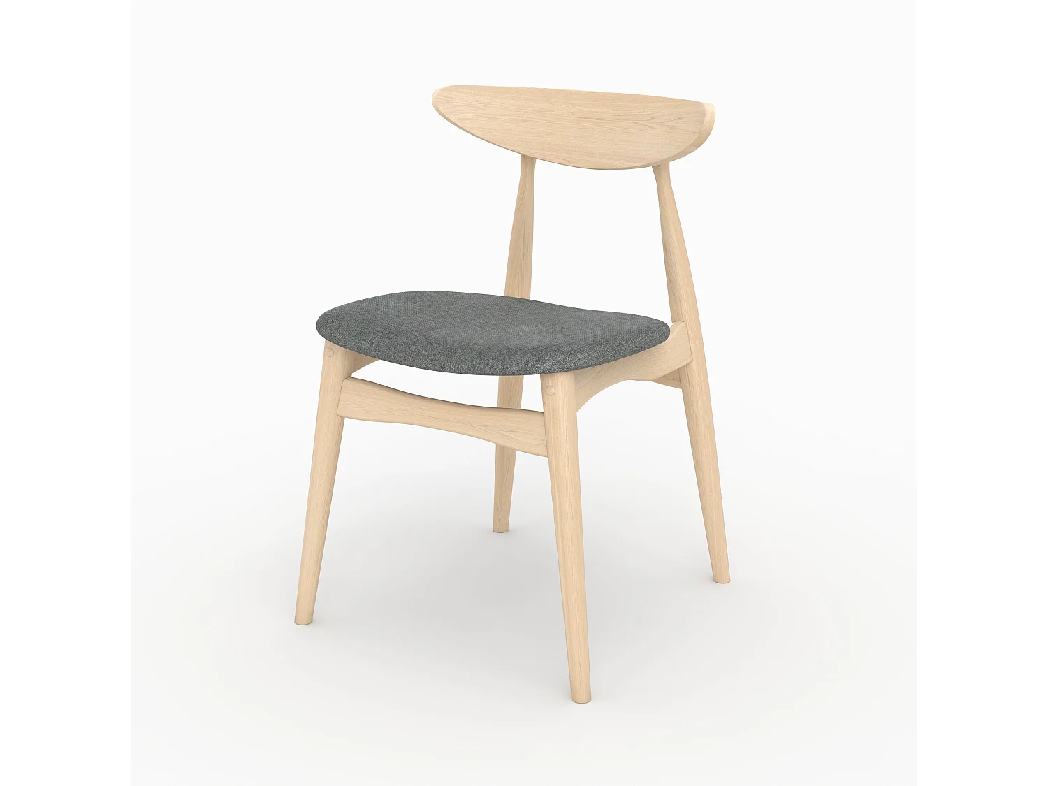 Lot de 2 chaises en tissu gris et bois d'hévéa - Josette