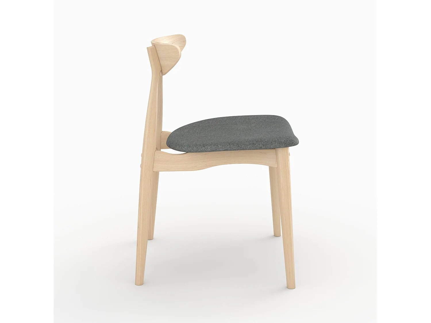 Lot de 2 chaises en tissu gris et bois d'hévéa - Josette