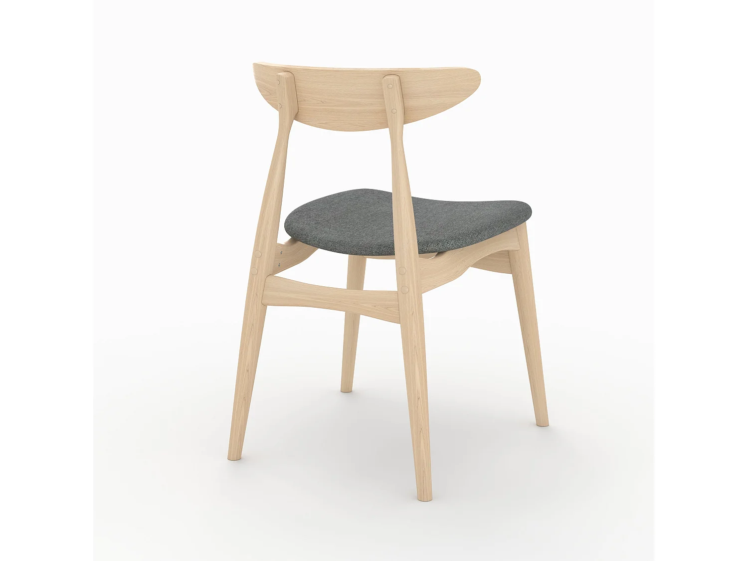 Lot de 2 chaises en tissu gris et bois d'hévéa - Josette