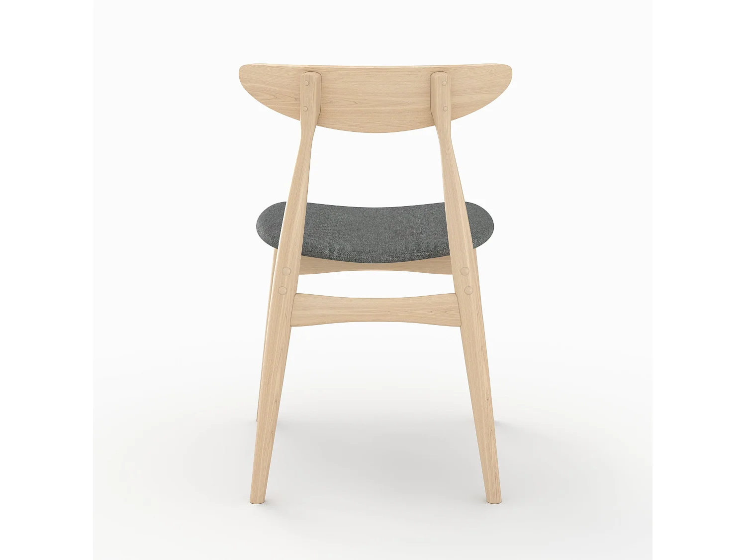 Lot de 2 chaises en tissu gris et bois d'hévéa - Josette