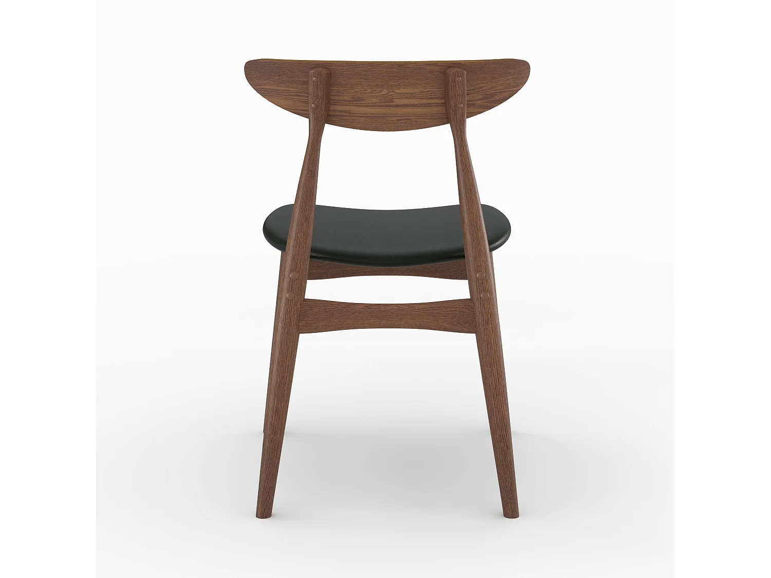 Lot de 2 chaises en cuir synthétique noir et bois d'hévéa - Josette