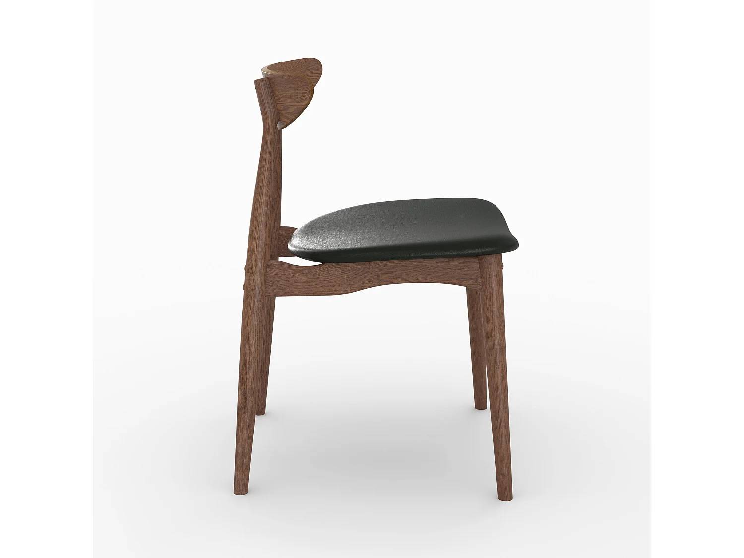 Lot de 2 chaises en cuir synthétique noir et bois d'hévéa - Josette