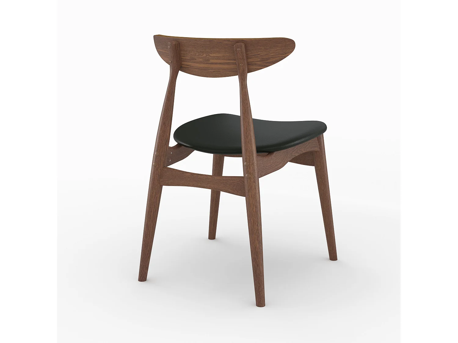 Lot de 2 chaises en cuir synthétique noir et bois d'hévéa - Josette