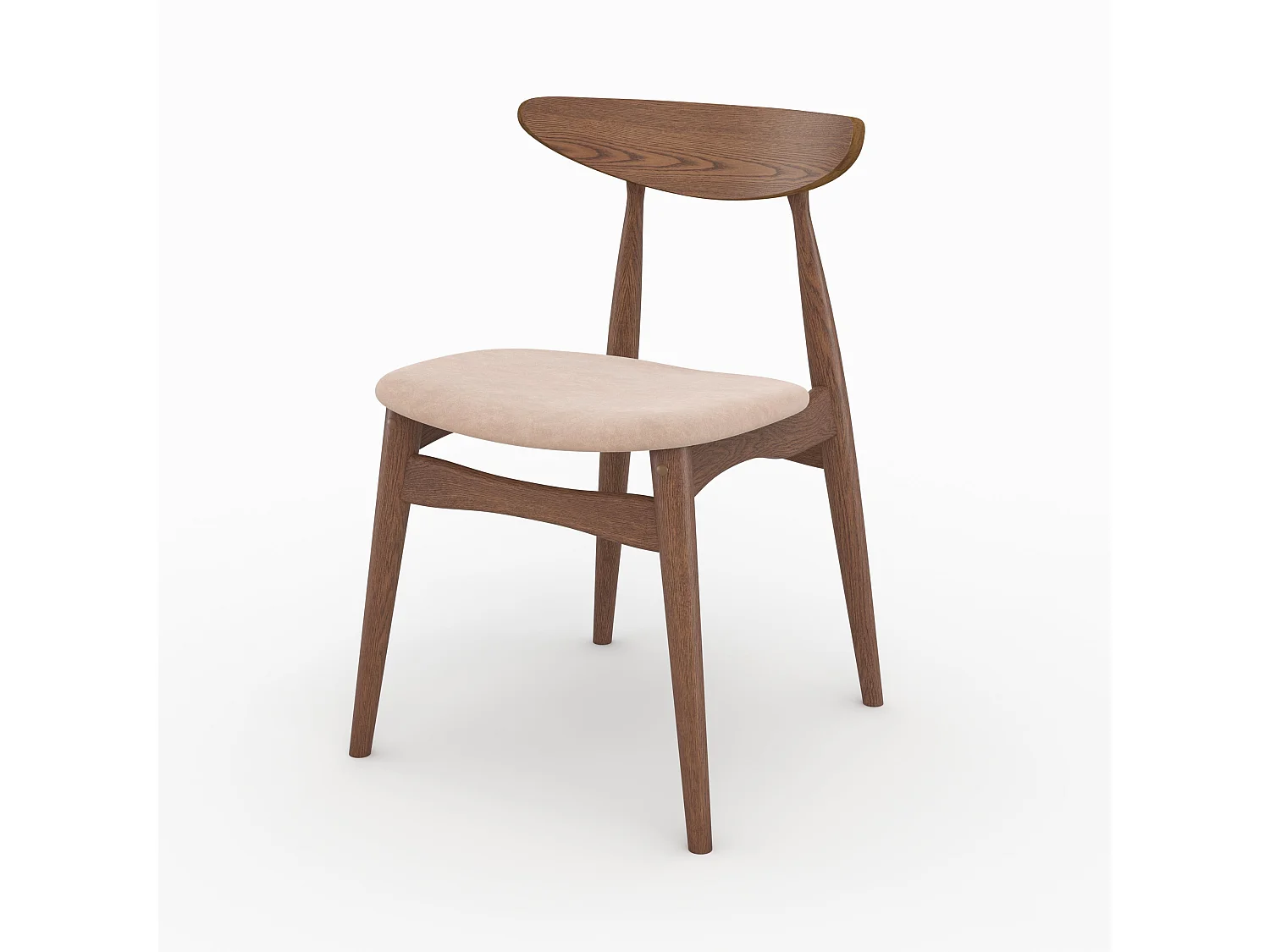 Lot de 2 chaises en tissu beige et bois foncé d'hévéa - Josette