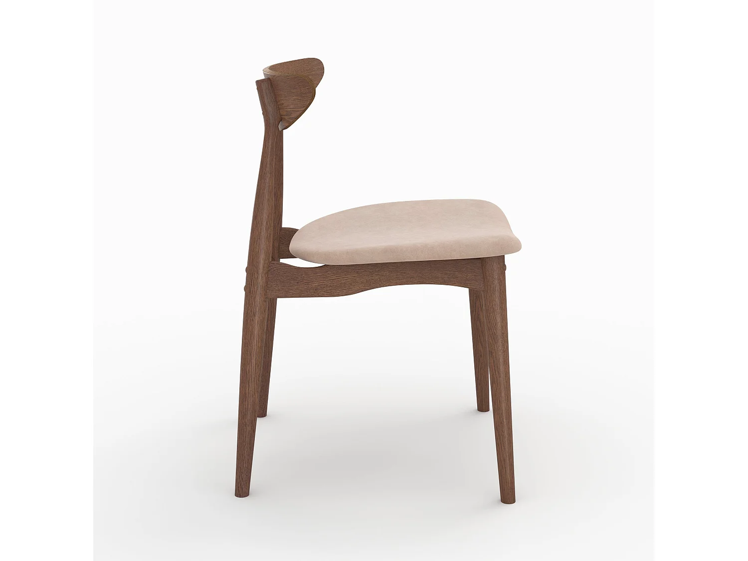 Lot de 2 chaises en tissu beige et bois foncé d'hévéa - Josette