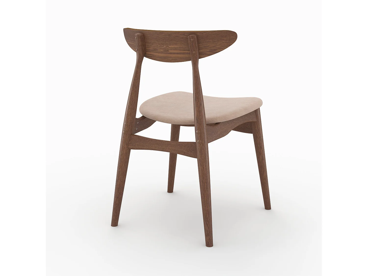 Lot de 2 chaises en tissu beige et bois foncé d'hévéa - Josette
