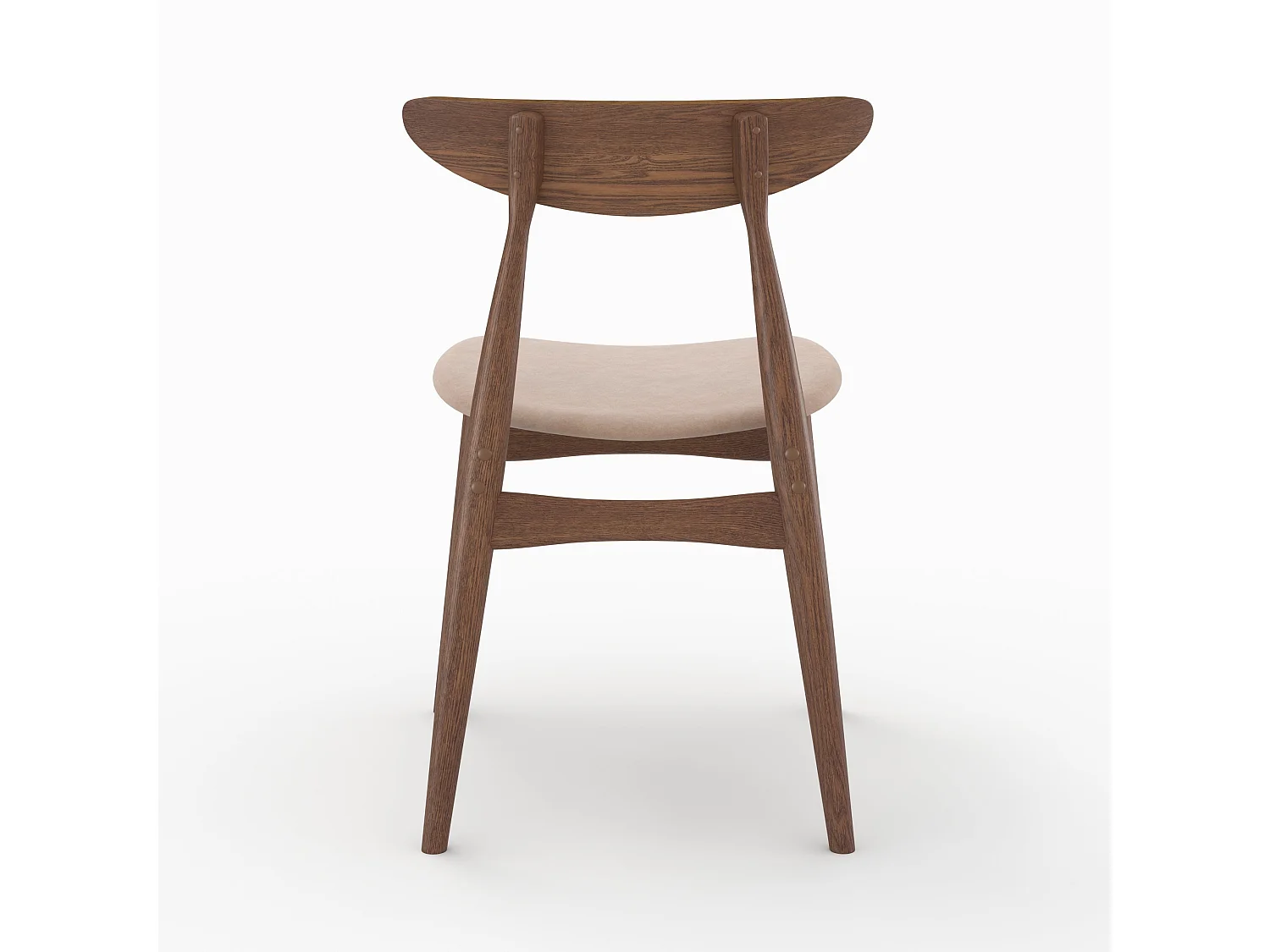 Lot de 2 chaises en tissu beige et bois foncé d'hévéa - Josette