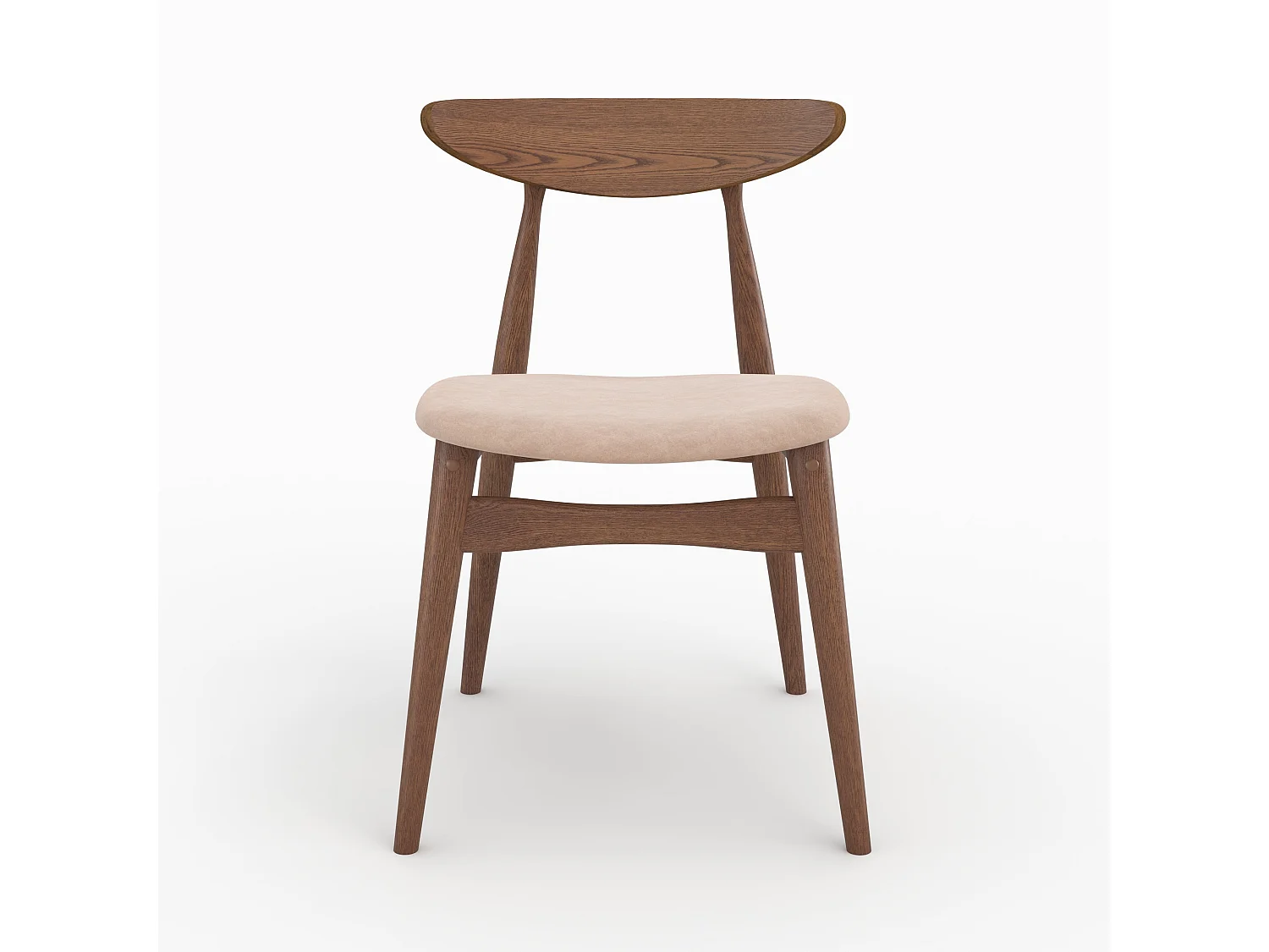 Lot de 2 chaises en tissu beige et bois foncé d'hévéa - Josette