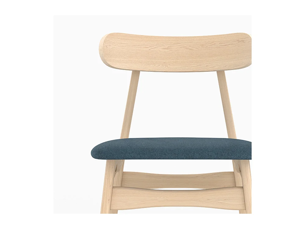 Set di 2 sedie in tessuto blu e legno di gomma - Lisette