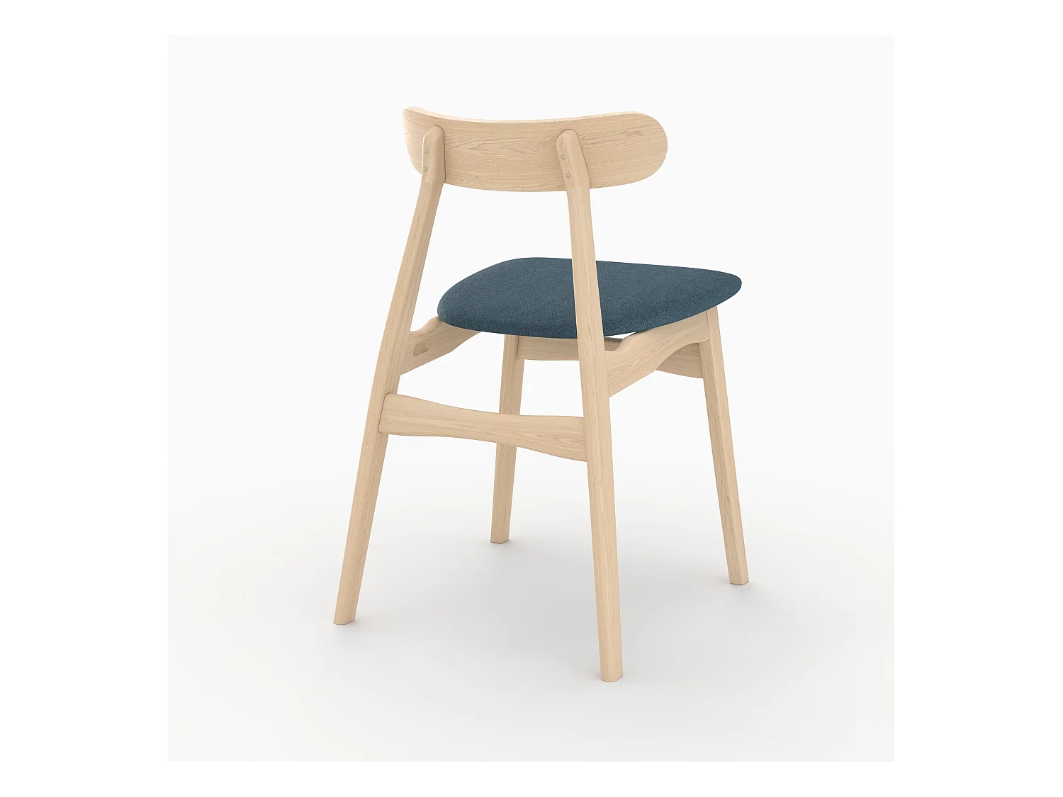 Set di 2 sedie in tessuto blu e legno di gomma - Lisette