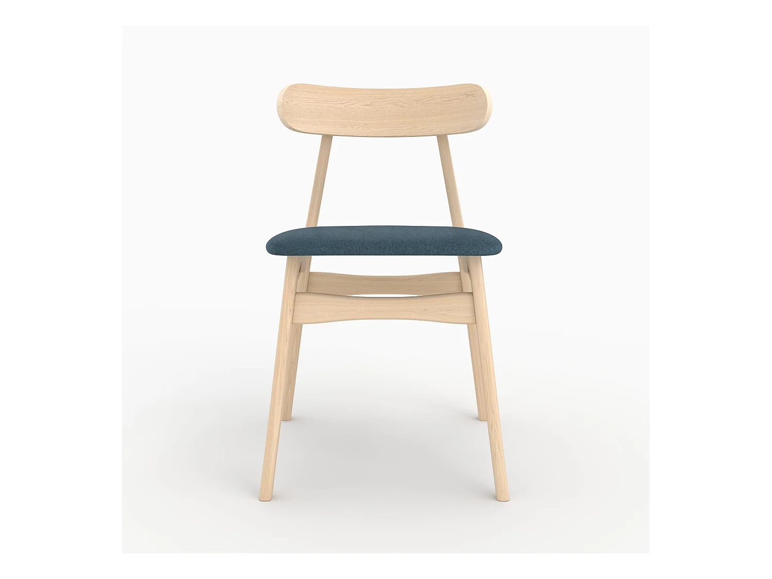 Set di 2 sedie in tessuto blu e legno di gomma - Lisette