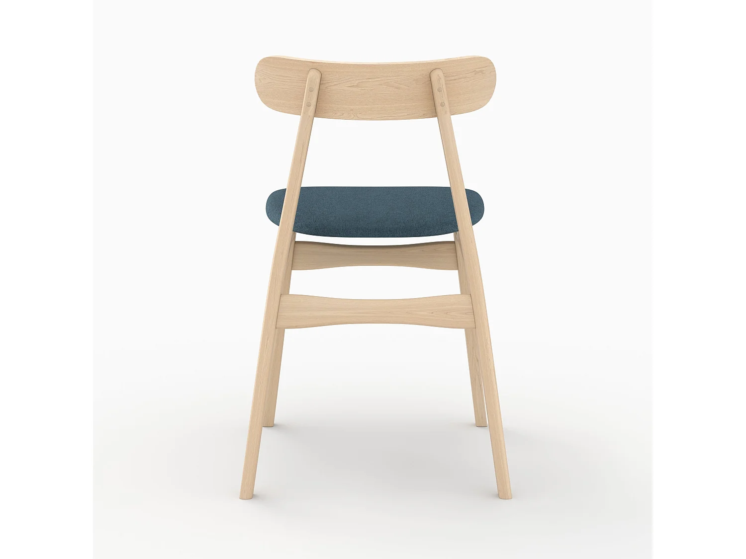 Lot de 2 chaises en tissu bleu et bois d'hévéa - Lisette