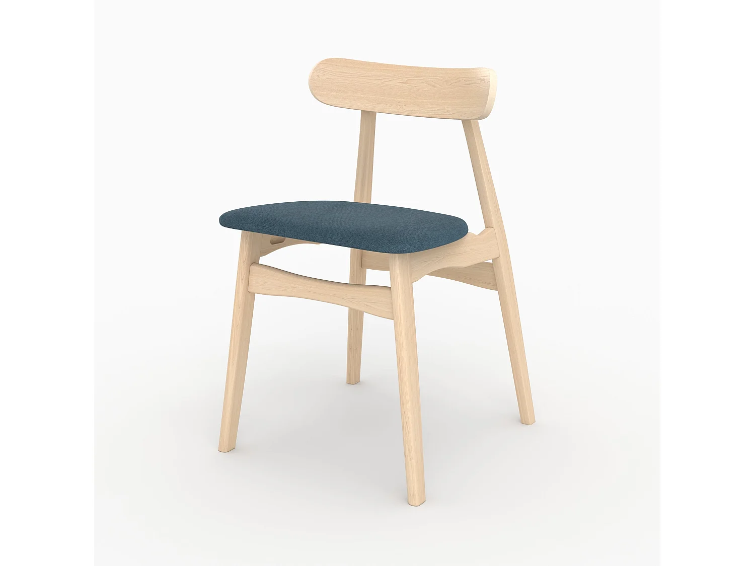 Lot de 2 chaises en tissu bleu et bois d'hévéa - Lisette