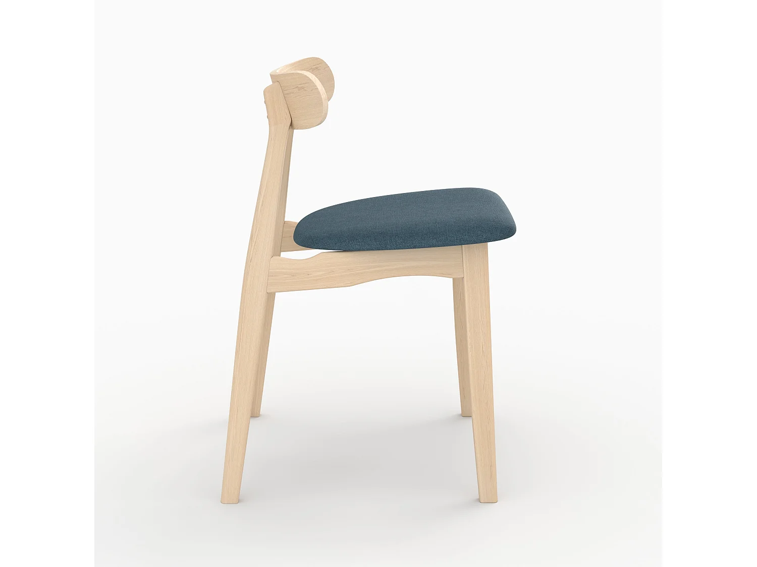 Lot de 2 chaises en tissu bleu et bois d'hévéa - Lisette