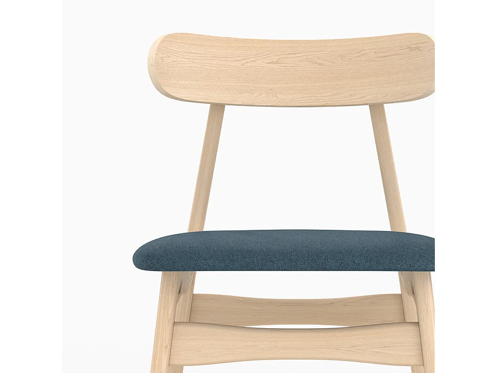 Lot de 2 chaises en tissu bleu et bois d'hévéa - Lisette