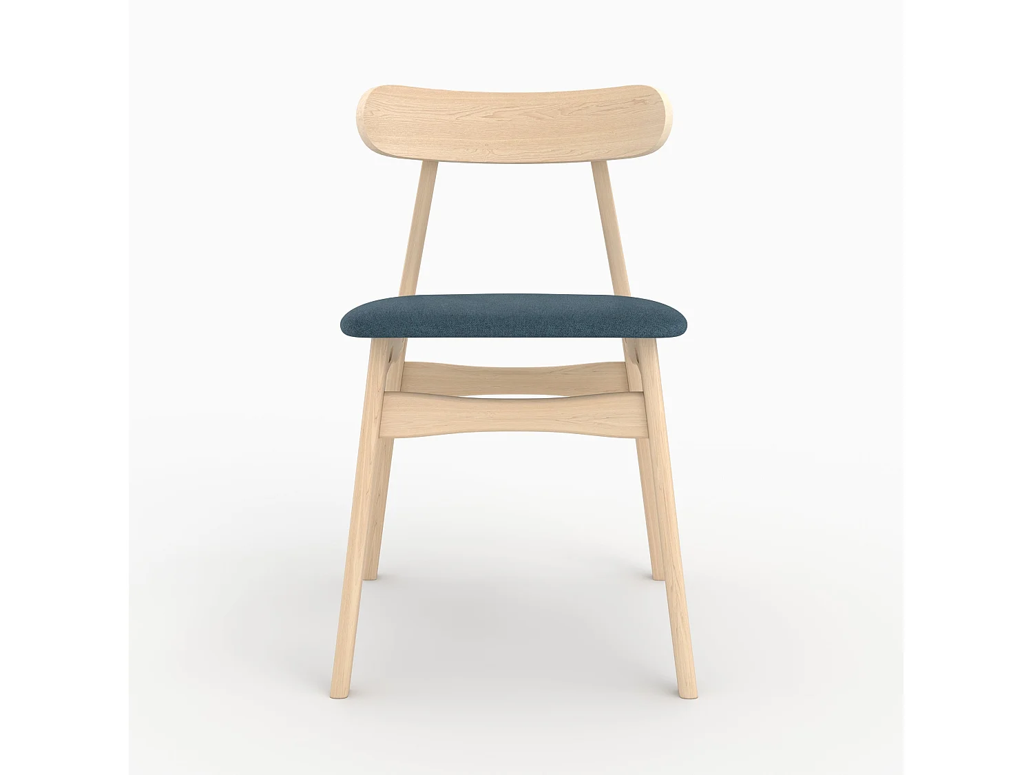 Lot de 2 chaises en tissu bleu et bois d'hévéa - Lisette