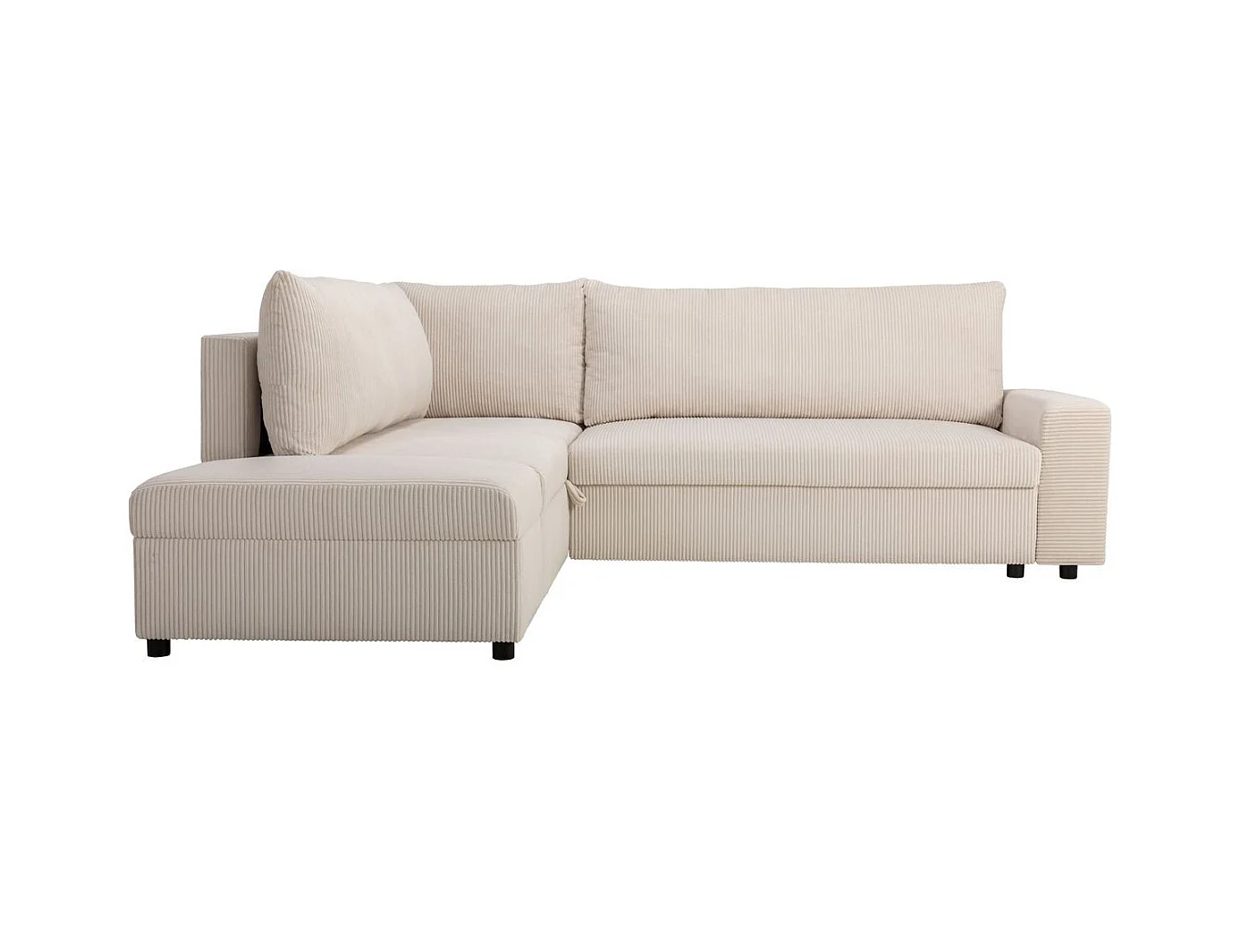 Canapé d'angle convertible réversible 4/5 places en velours côtelé beige - Malte