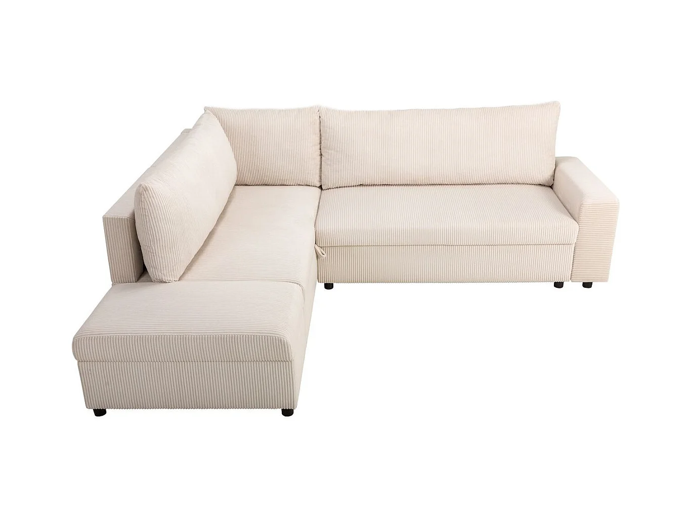 Canapé d'angle convertible réversible 4/5 places en velours côtelé beige - Malte